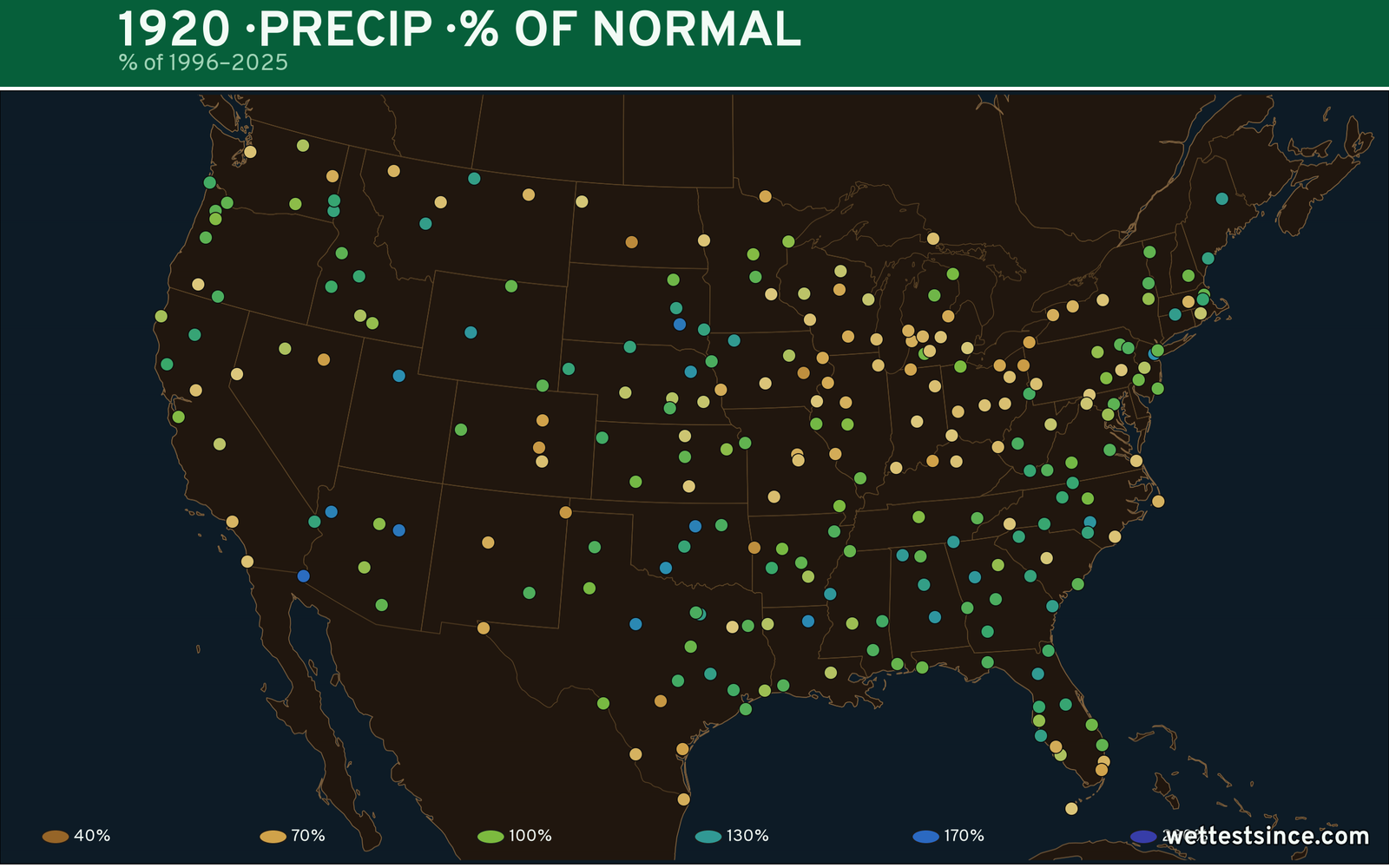 1920 U.S. precipitation percent-of-normal map
