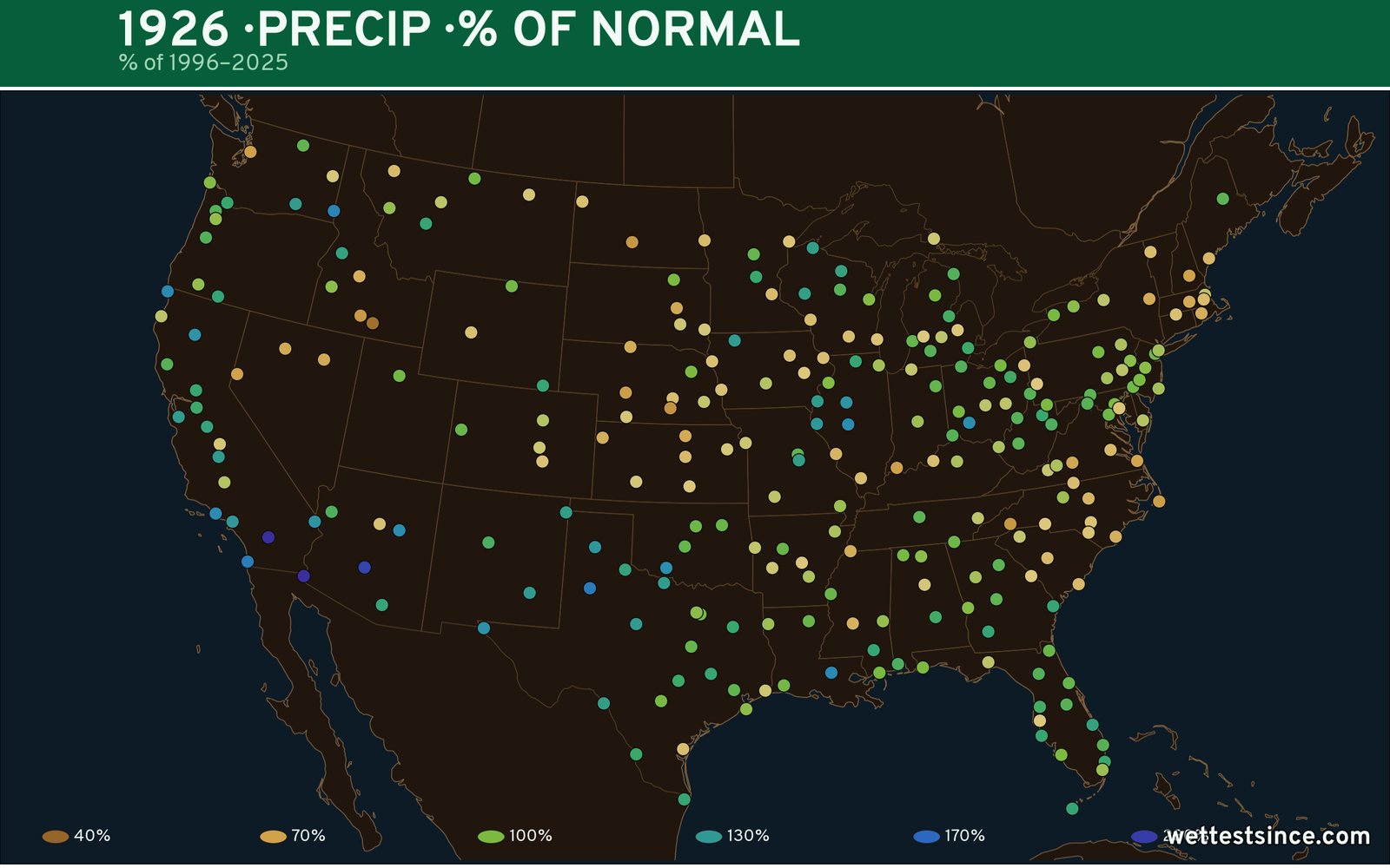1926 U.S. precipitation percent-of-normal map