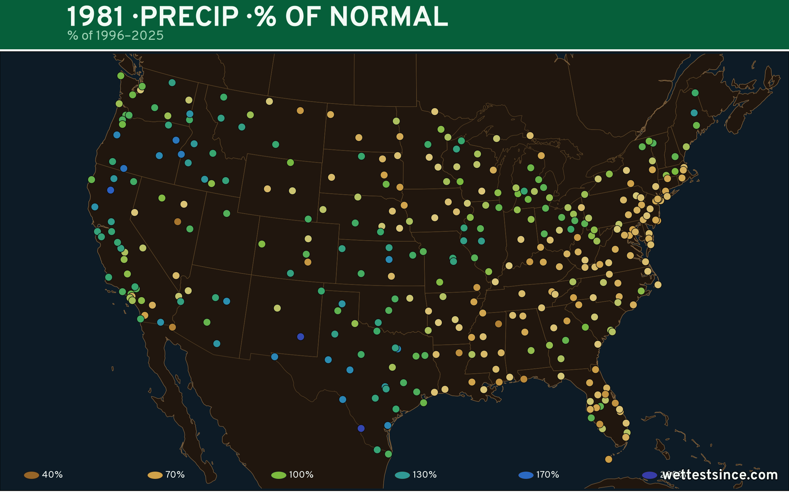 1981 U.S. precipitation percent-of-normal map