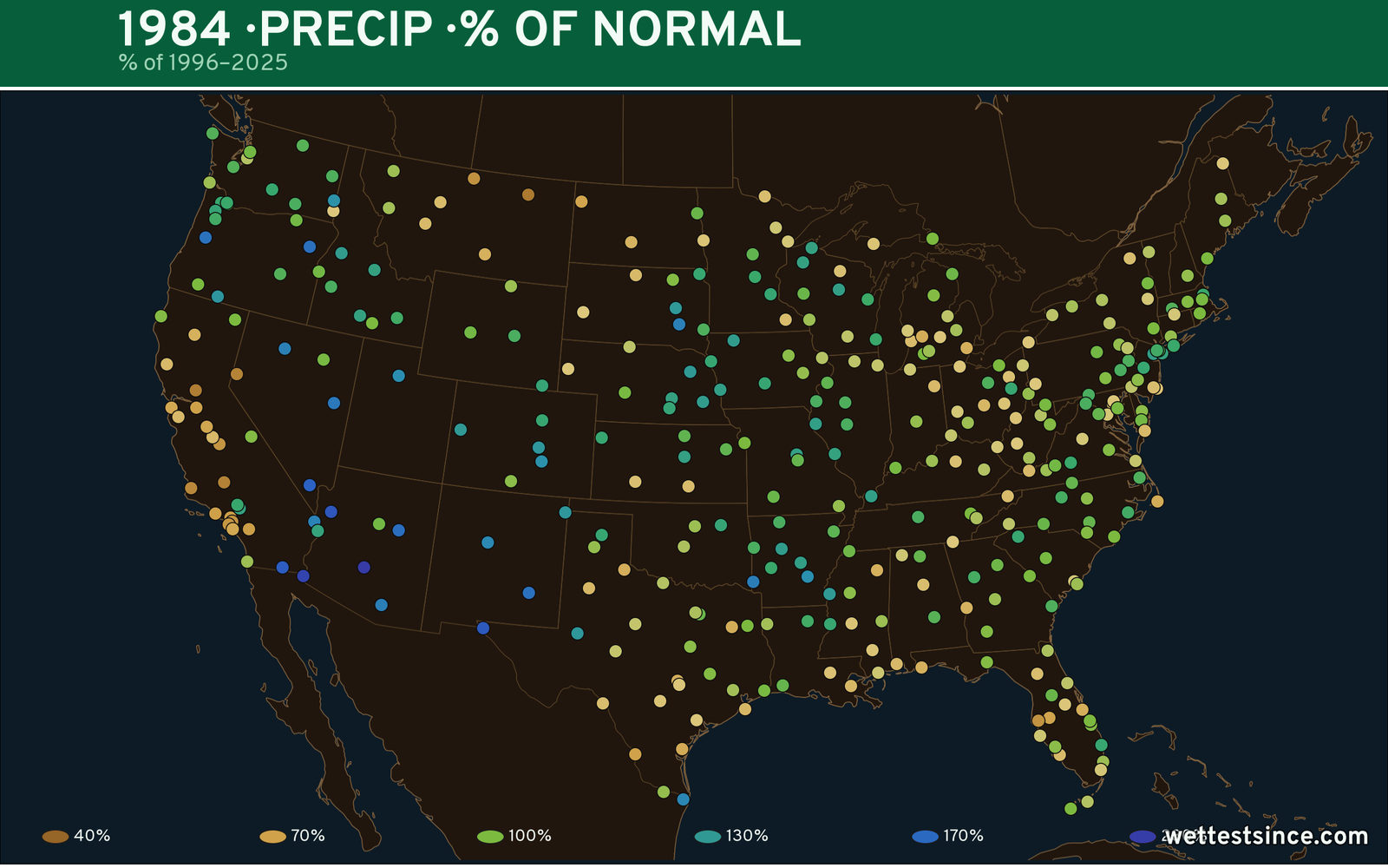 1984 U.S. precipitation percent-of-normal map