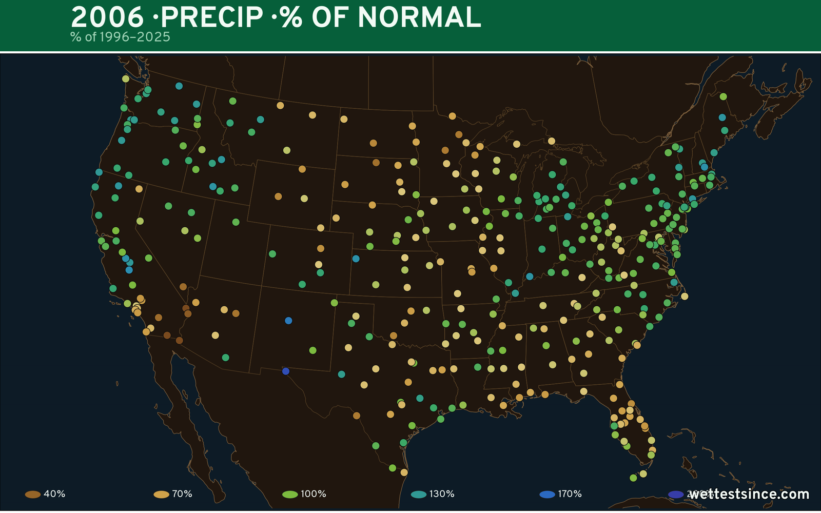 2006 U.S. precipitation percent-of-normal map